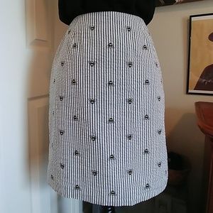Talbot's Seersucker Skirt w/Bee Embroidery
